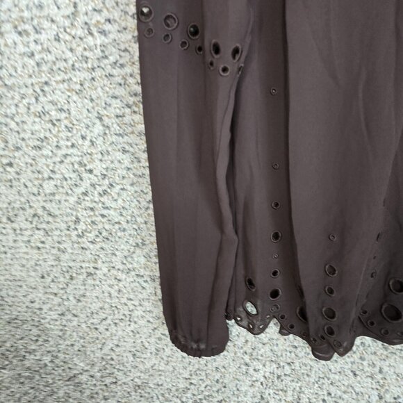 Michael Kors Top Womens Small Brown Sheer Keyhole Button Blouse Casual Ladies - Picture 3 of 7